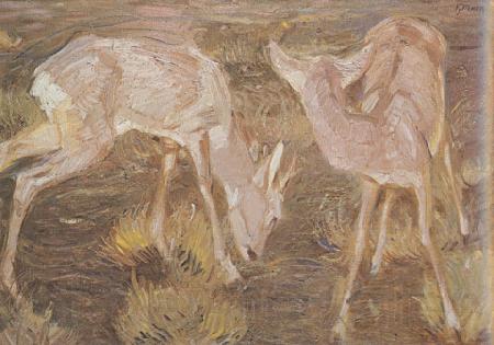 Franz Marc Deer at Dusk (mk34) Spain oil painting art